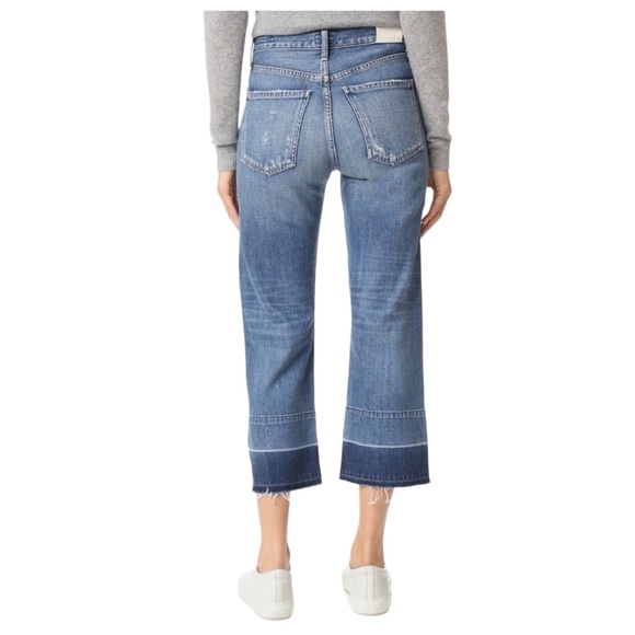 Citizens of Humanity Cora Crop Relaxed Undone Hem Premium Button Fly Jeans - Picture 1 of 12